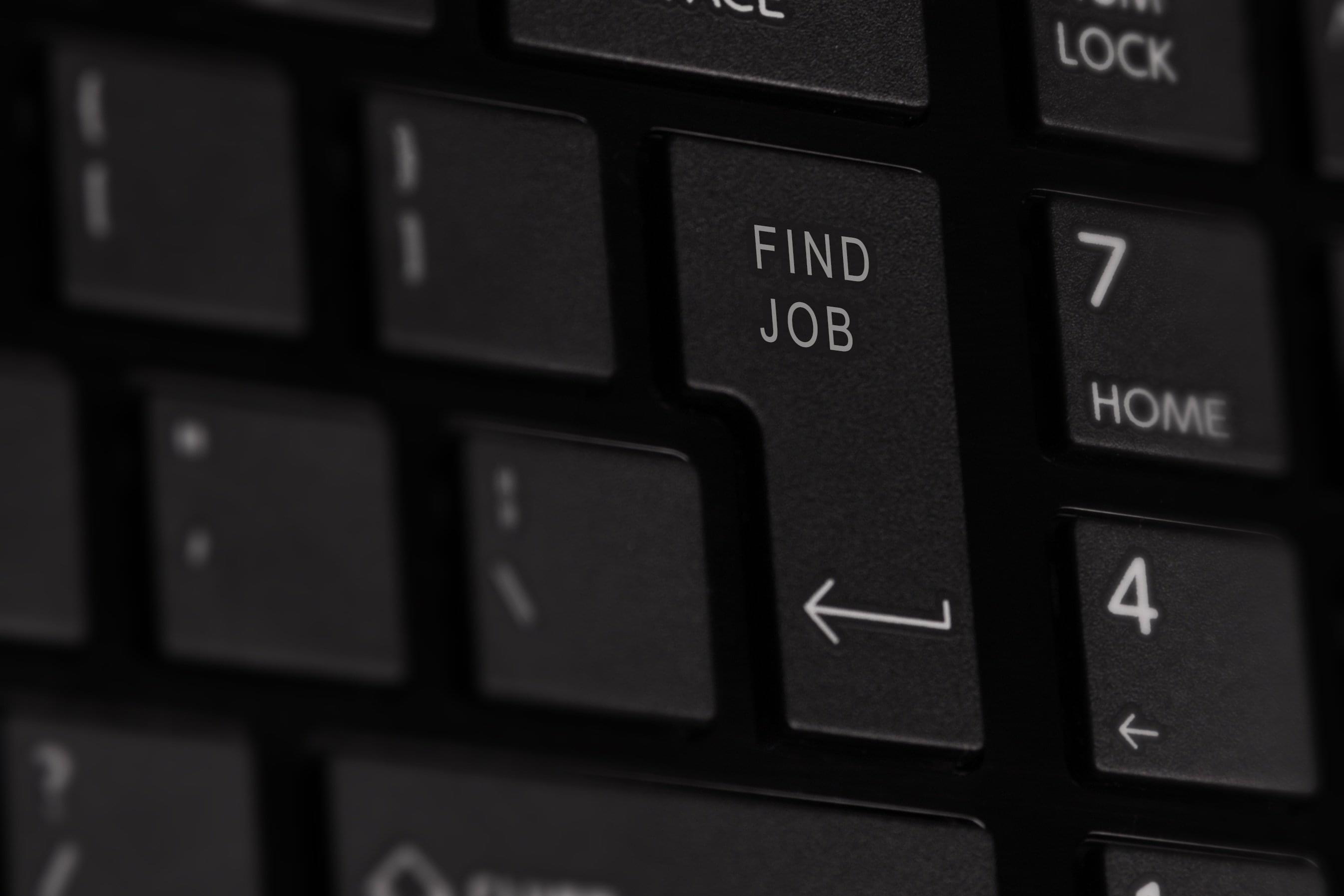 Keyboard with a Find a Job button